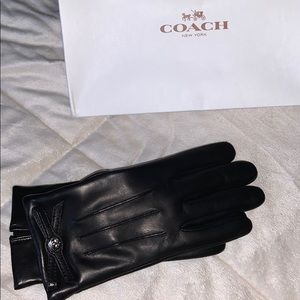 Brand New Coach black leather gloves
